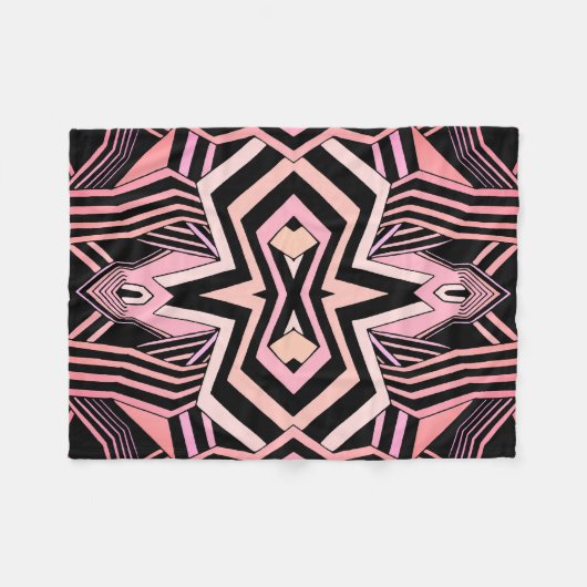 Roze & Zwart Geometrisch Patroon (regelbare kleur) Fleece Deken (Voorkant (Horizontaal))