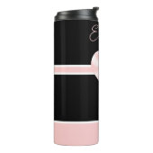 Roze & Zwart Gepersonaliseerd Hart Thermosbeker (Gedraaid links)