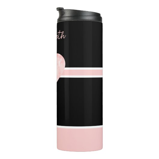 Roze & Zwart Gepersonaliseerd Hart Thermosbeker (Geroteerd rechts)