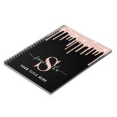 Roze zwart gepersonaliseerd voor glitter notitieboek (Linkerzijde)