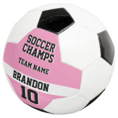 Roze Zwart Gepersonaliseerde Speler Voetbal Champs (Drie kwart)