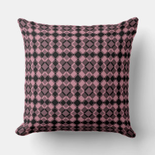 Roze Zwart Geruit Argyle Patroon Kussen