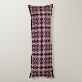 Roze Zwart Geruit Argyle Patroon Lichaamskussen (Achterkant (Verticaal))