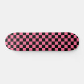 Roze zwart geruit controlepatroon persoonlijk skateboard (Horizontaal)