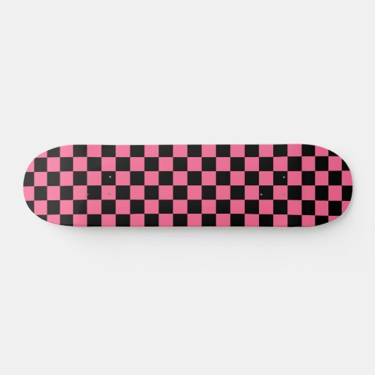 Roze zwart geruit controlepatroon persoonlijk skateboard (Horizontaal)