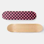 Roze zwart geruit controlepatroon persoonlijk skateboard (Horizontaal)