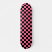 Roze zwart geruit controlepatroon persoonlijk skateboard (Voorkant)