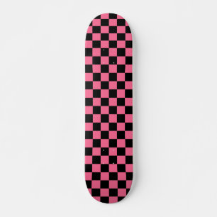 Roze zwart geruit controlepatroon persoonlijk skateboard