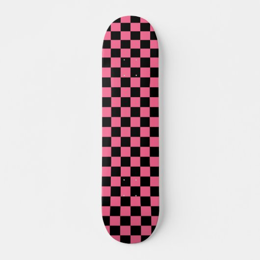 Roze zwart geruit controlepatroon persoonlijk skateboard (Voorkant)