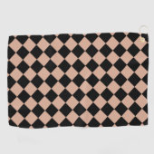 Roze Zwart Geruit Diamant Patroon Golfhanddoek (Horizontaal)