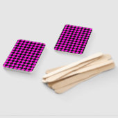 Roze Zwart Geruit Diamant Patroon Handwaaier (Niet-gemonteerd)
