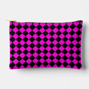 Roze Zwart Geruit Diamant Patroon Klein Etui