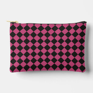 Roze Zwart Geruit Diamant Patroon Klein Etui