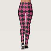 Roze Zwart Geruit Diamant Patroon Leggings (Achterkant)