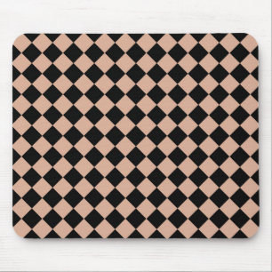 Roze Zwart Geruit Diamant Patroon Muismat