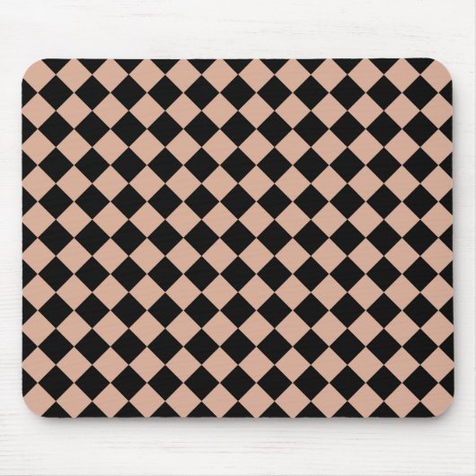 Roze Zwart Geruit Diamant Patroon  Muismat (Voorkant)