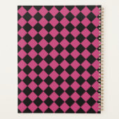 Roze Zwart Geruit Diamant Patroon Planner (Achterkant)