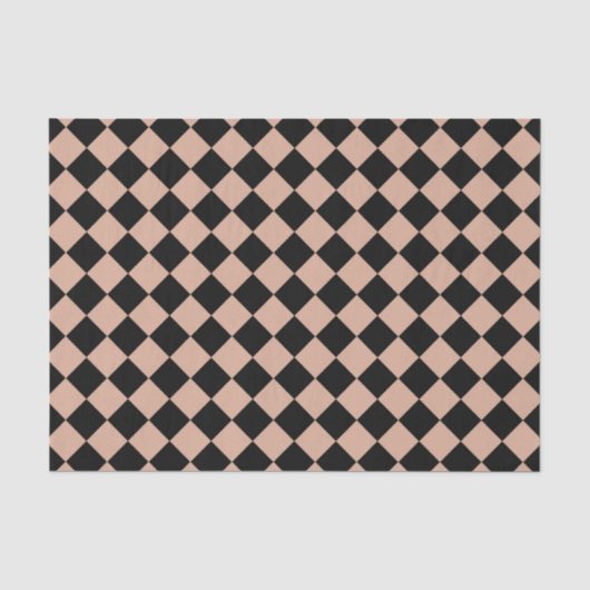 Roze Zwart Geruit Diamant Patroon Tissuepapier (Voorkant)
