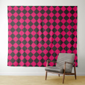 Roze Zwart Geruit Diamant Patroon Wandkleed (In Situ (horizontaal))