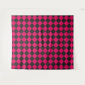 Roze Zwart Geruit Diamant Patroon Wandkleed (Voorkant (horizontaal))