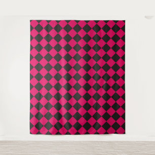 Roze Zwart Geruit Diamant Patroon Wandkleed