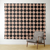 Roze Zwart Geruit Diamant Patroon Wandkleed (In Situ (horizontaal))