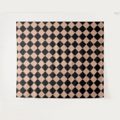 Roze Zwart Geruit Diamant Patroon Wandkleed (Voorkant (horizontaal))