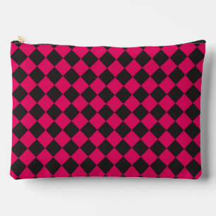 Roze Zwart Geruit Diamantpatroon Groot Etui