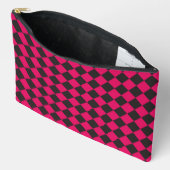 Roze Zwart Geruit Diamantpatroon Groot Etui (Open)