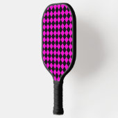 Roze Zwart Geruit Diamantpatroon Pickleball Paddle (Links)