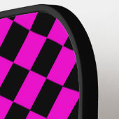Roze Zwart Geruit Diamantpatroon Pickleball Paddle (Links Detail)