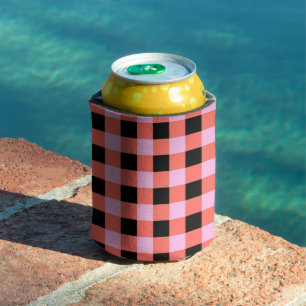 Roze Zwart geruit Gingham Patroon Blikjeskoeler