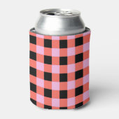 Roze Zwart geruit Gingham Patroon Blikjeskoeler (Blikje Voorkant)