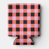 Roze Zwart geruit Gingham Patroon Blikjeskoeler (Voorkant)
