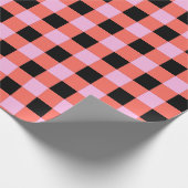 Roze Zwart geruit Gingham Patroon Cadeaupapier (Hoek)