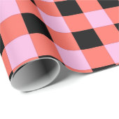 Roze Zwart geruit Gingham Patroon Cadeaupapier (Rol Hoek)
