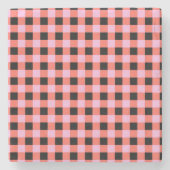 Roze Zwart geruit Gingham Patroon Stenen Onderzetter (Voorkant)