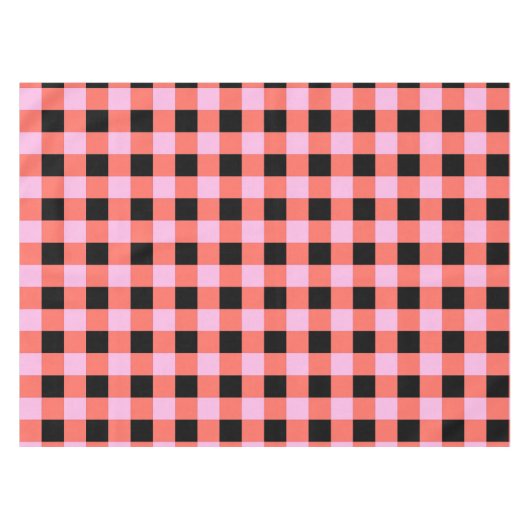 Roze Zwart geruit Gingham Patroon Tafelkleed (Voorkant (Horizontaal))