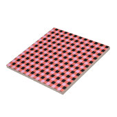 Roze Zwart geruit Gingham Patroon Tegeltje (Zijkant)