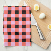 Roze Zwart geruit Gingham Patroon Theedoek (Quarter Fold)