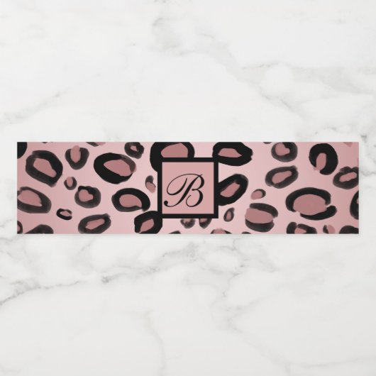 Roze & zwart geschilderd Cheetah Leopard Print Par Waterfles Etiket (Enkel label)