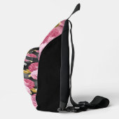 ROZE & ZWART GETUFTE LOOK PATROON EN BLOEMEN SLING BAG (Rechts)