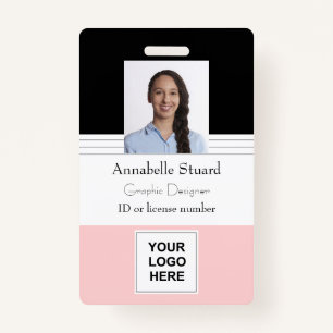 Roze Zwart Gevoerde Naam foto medewerker corporate Badge