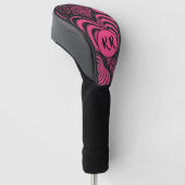 Roze Zwart Glam Abstract Hart Monogram Initialen Golfheadcover (Schuin)