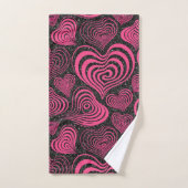 Roze Zwart Glam Abstract Hartpatroon Bad Handdoek (Handdoek)