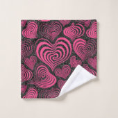 Roze Zwart Glam Abstract Hartpatroon Bad Handdoek (Wasdoekje)