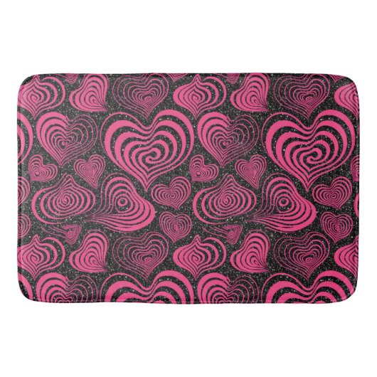 Roze Zwart Glam Abstract Hartpatroon Badmat (Voorkant)