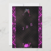 Roze Zwart Glitter Lijst Modern Huwelijksuitnodigi (Achterkant)