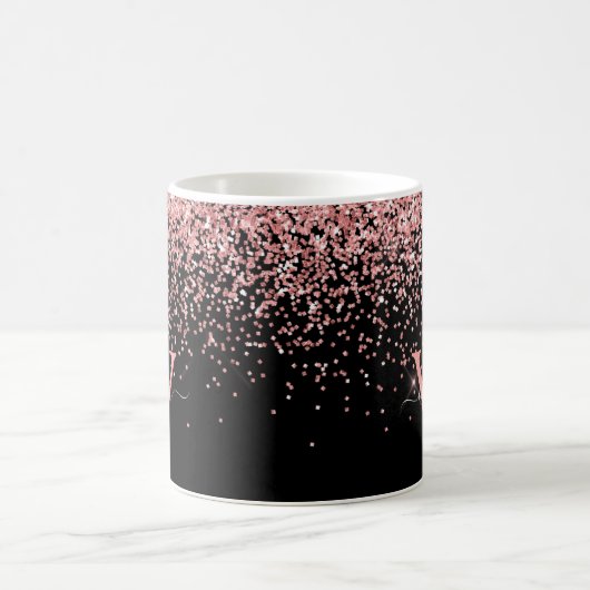 Roze zwart glitter monogram koffiemok (Center)