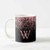 Roze zwart glitter monogram koffiemok (Links)